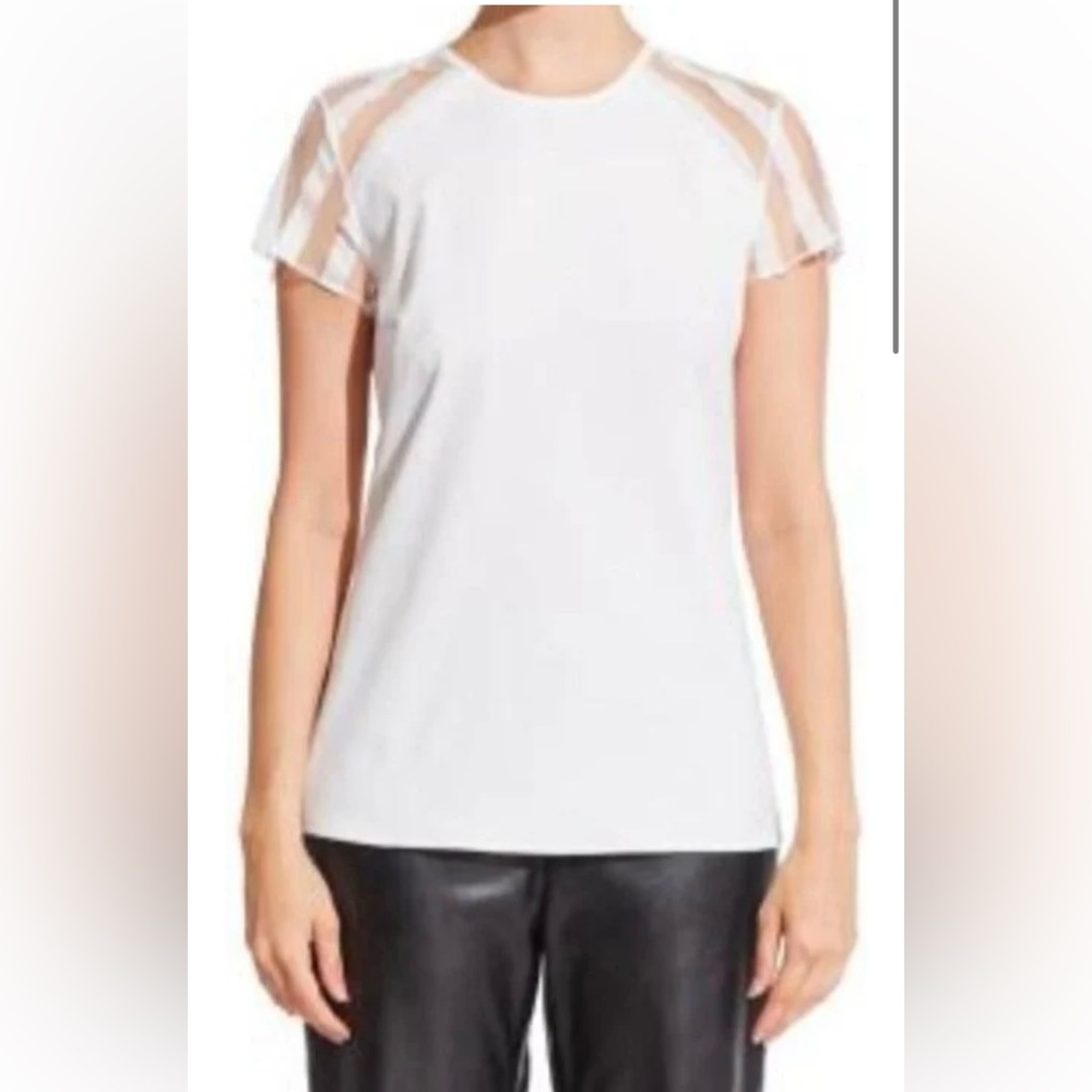 Snider White Stretchy Mesh Short Sleeves Top Size M
Classic elegant